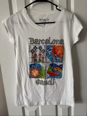 Native White Barcelona Gaudi Mosaic Graphic Tee